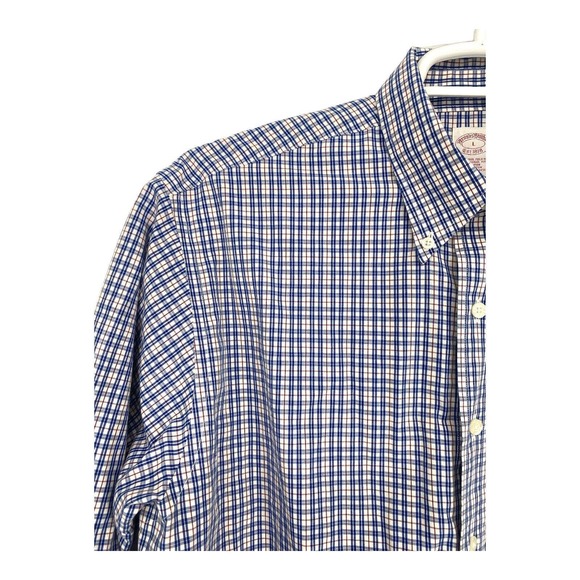 Brook Brothers Checked Shirt Spread Collar Mens‎ Button Up Large L Long Sleeves - Picture 3 of 6